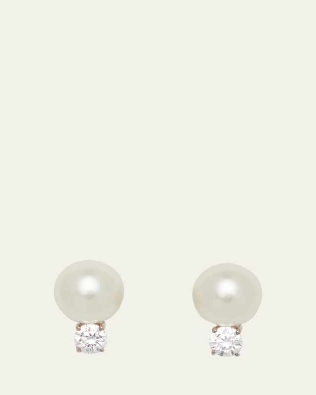 10mm Pearly Bead & Crystal Stud Earrings